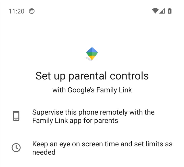 The top of Android's Set up parental controls with Google's Family Link screen