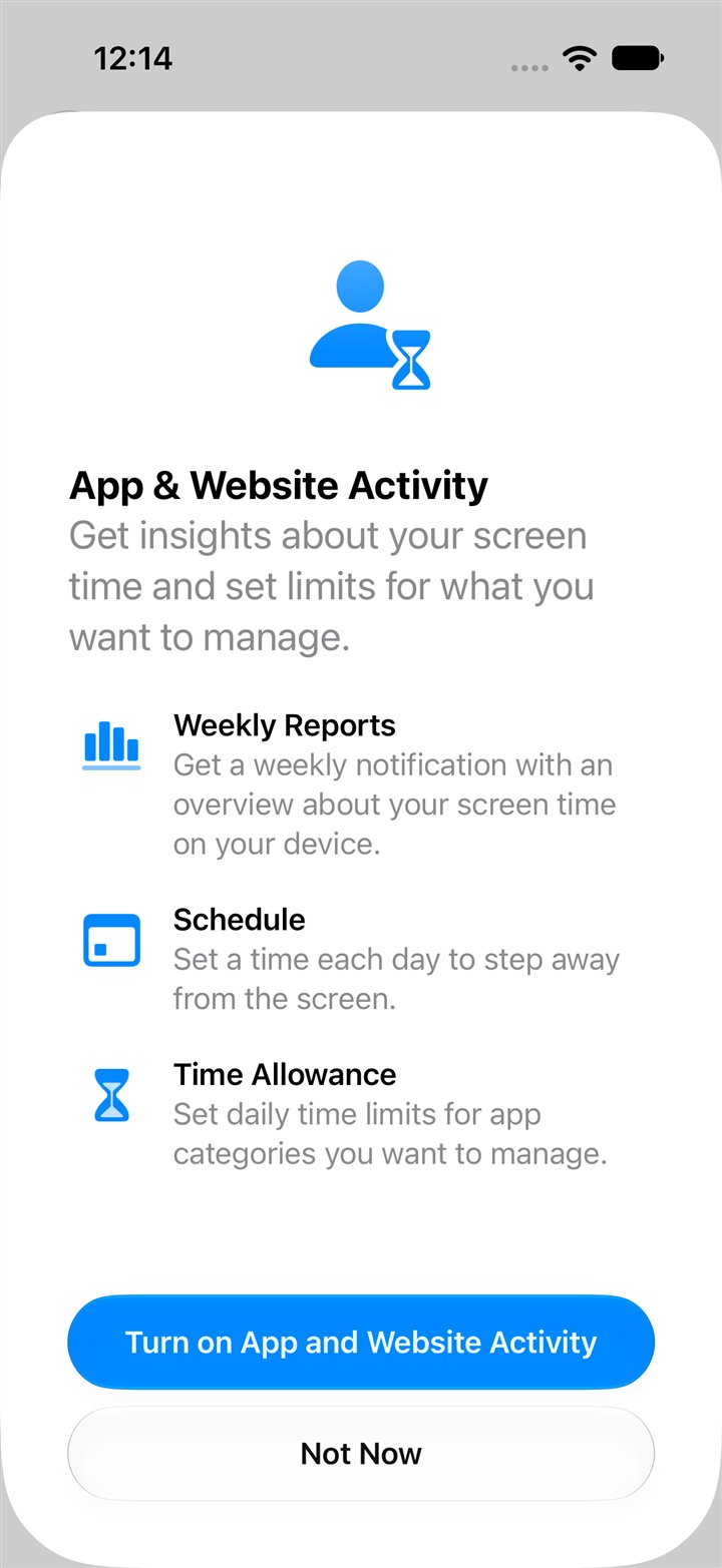 iPhone App and Website Activity screen in iOS 27: Weekly Reports, Schedule and Time Allowance