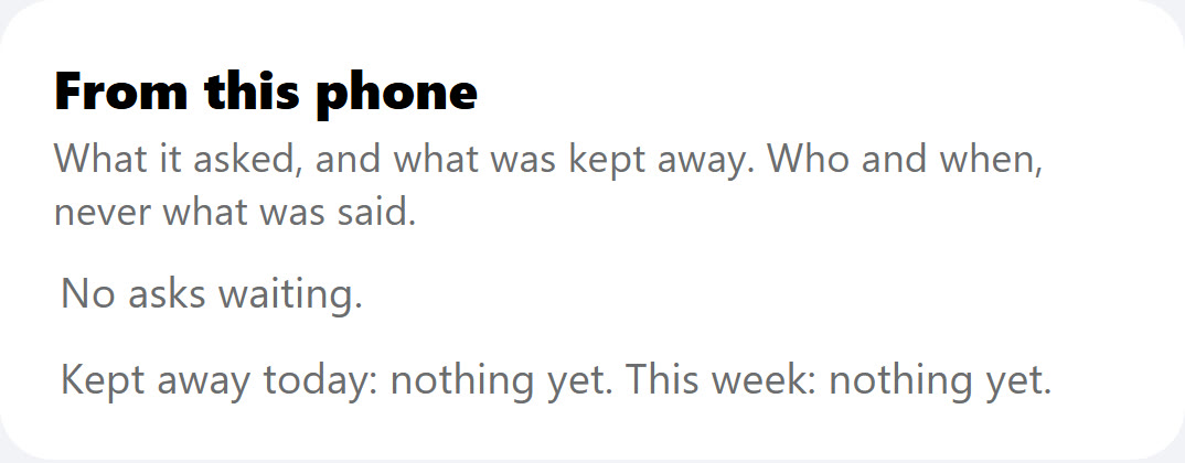 My HigherLife, Filtered WhatsApp: From this phone, what he asked for and what was kept away, never what was said